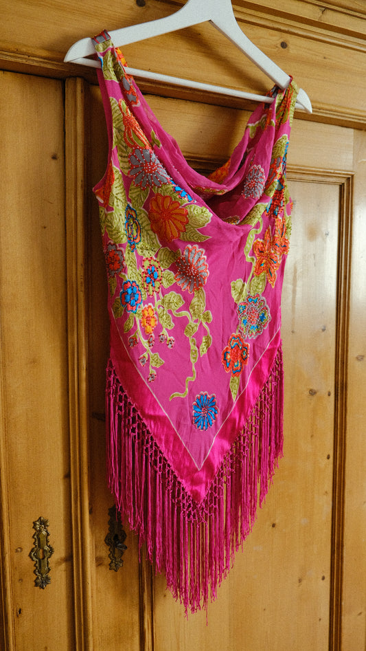 Hotpink Rene Derhy fringe top (M-L)