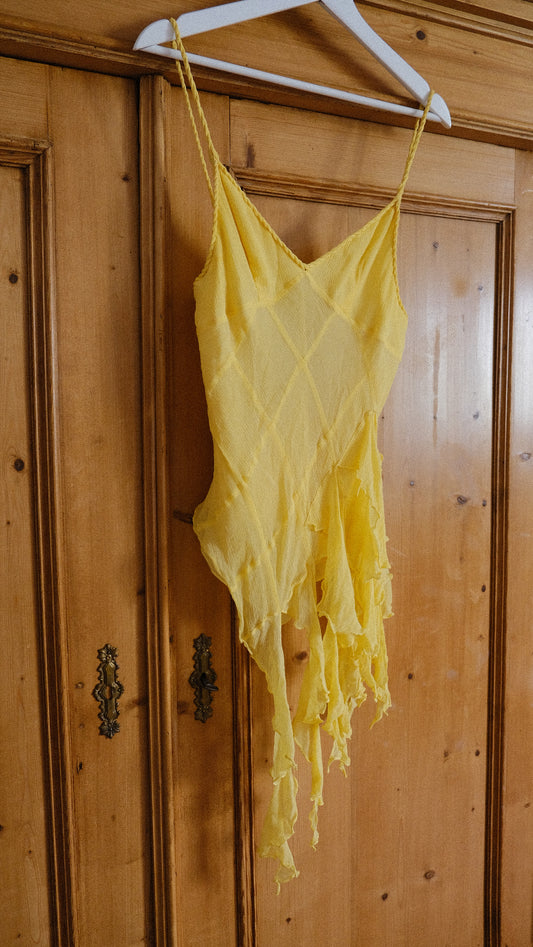 Karen Millen yellow ruffled top (M)