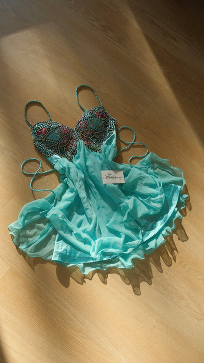 Vintage Daisy butterfly bustier dress (XS/S-L)