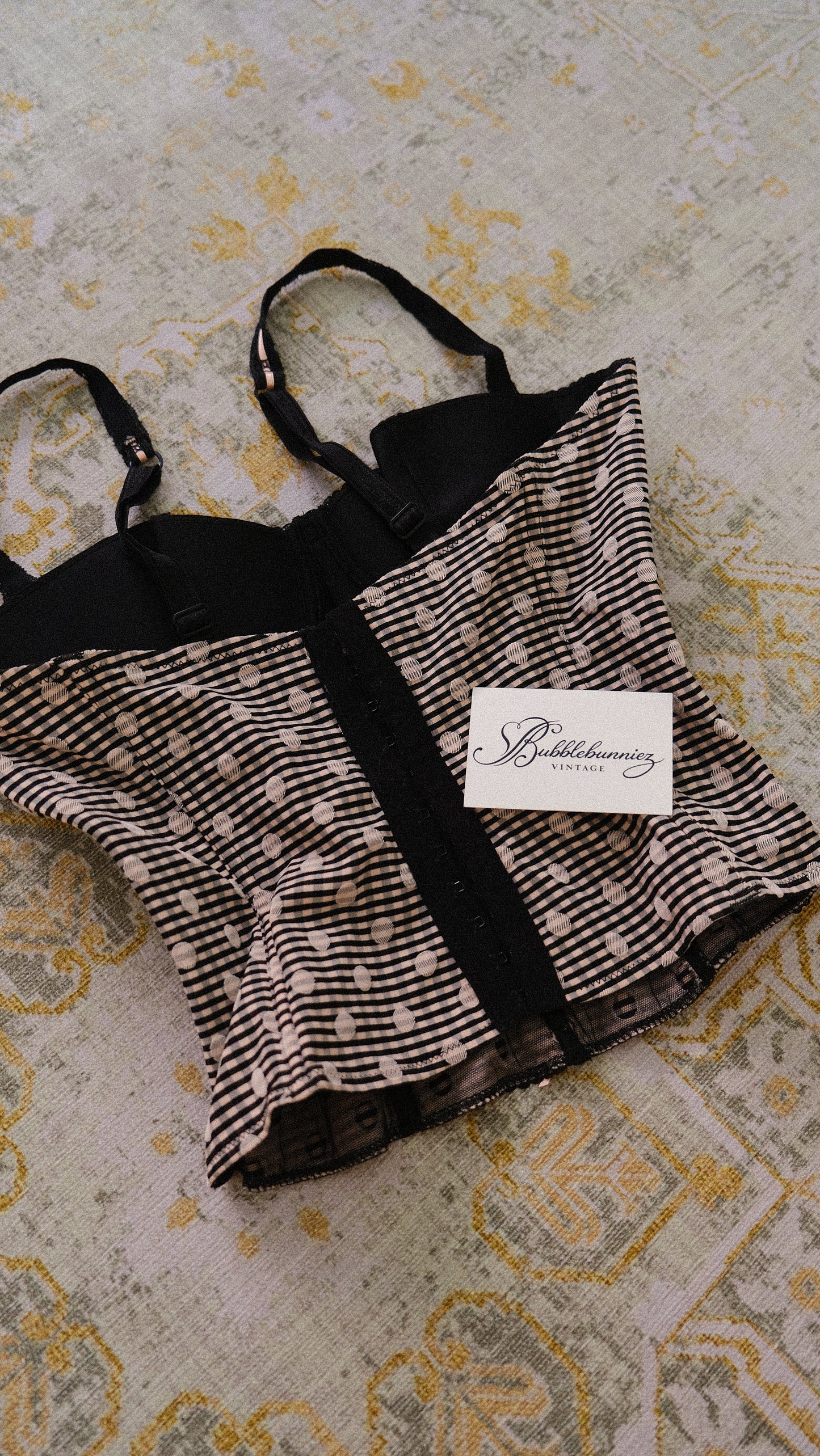 Vintage Chantal Thomass soft pink polkadot corset (36C/80C)
