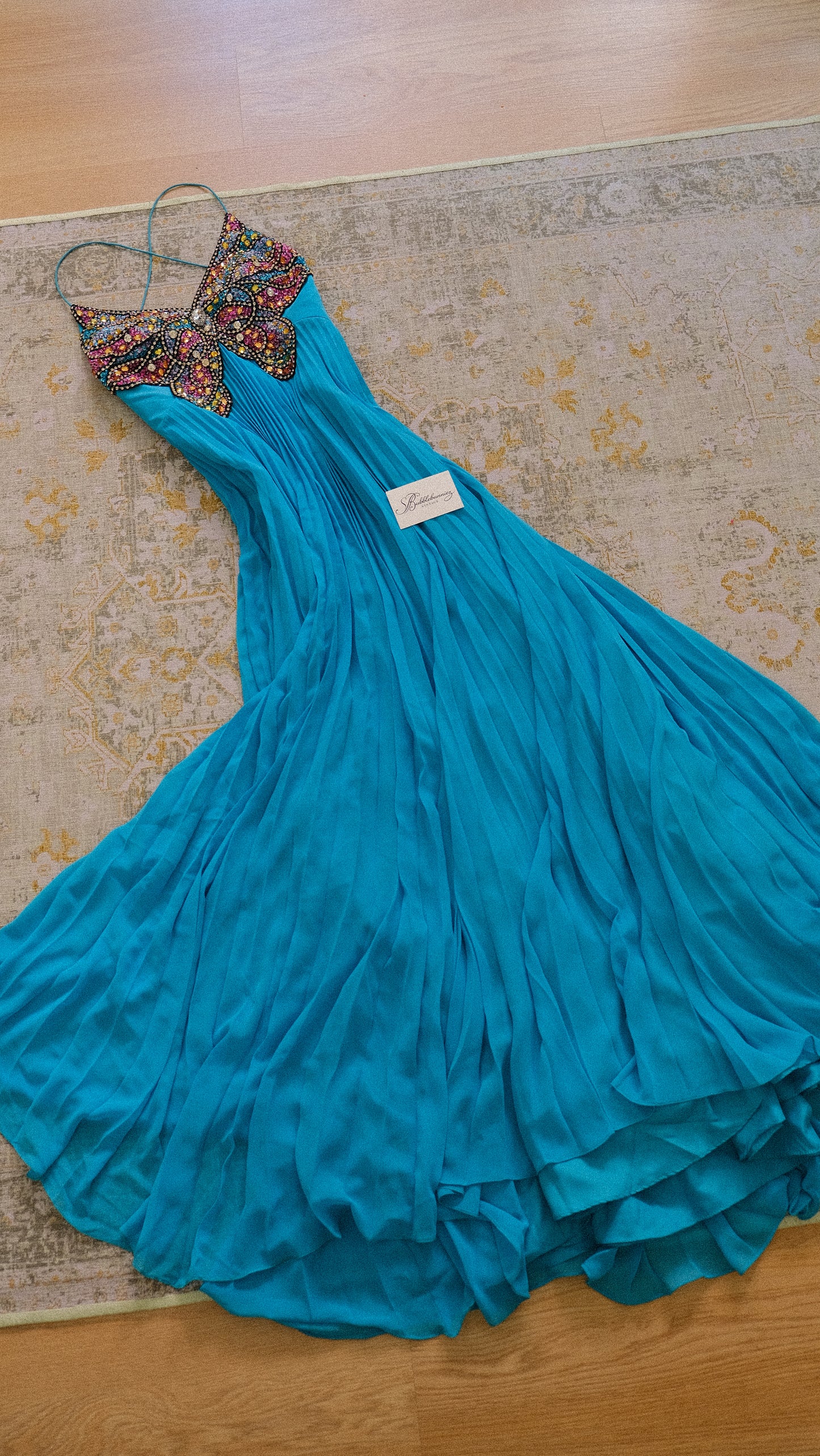 Deadstock vibrant blue butterfly bustier dress (M-L)