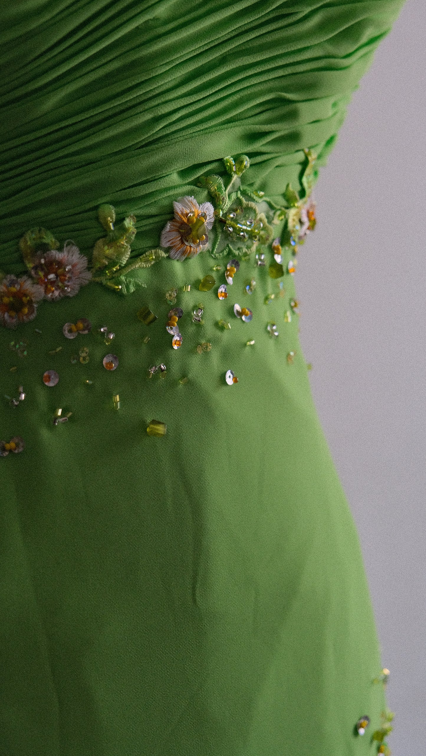 Floral Lime evening dress (M/L)