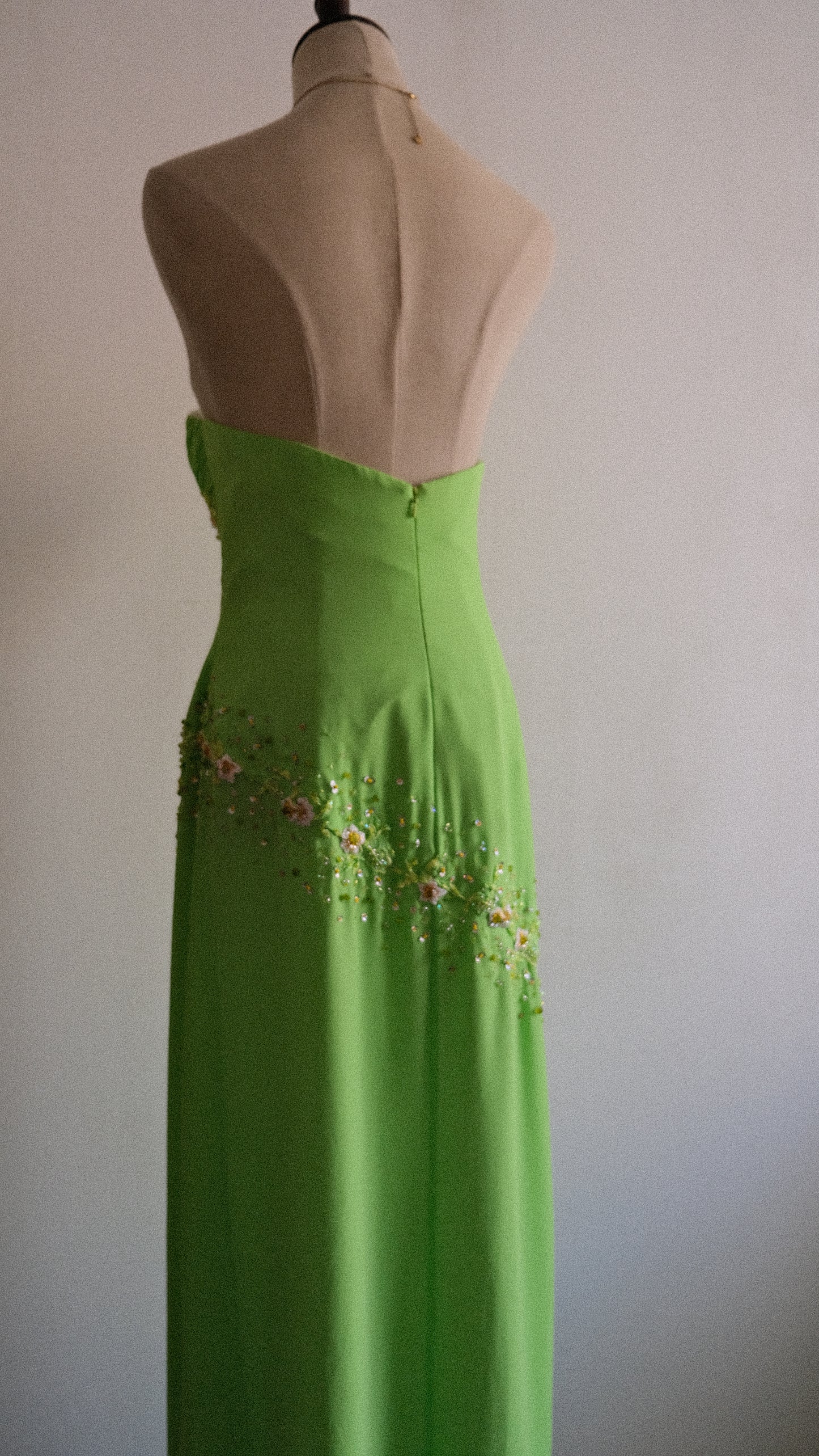 Floral Lime evening dress (M/L)