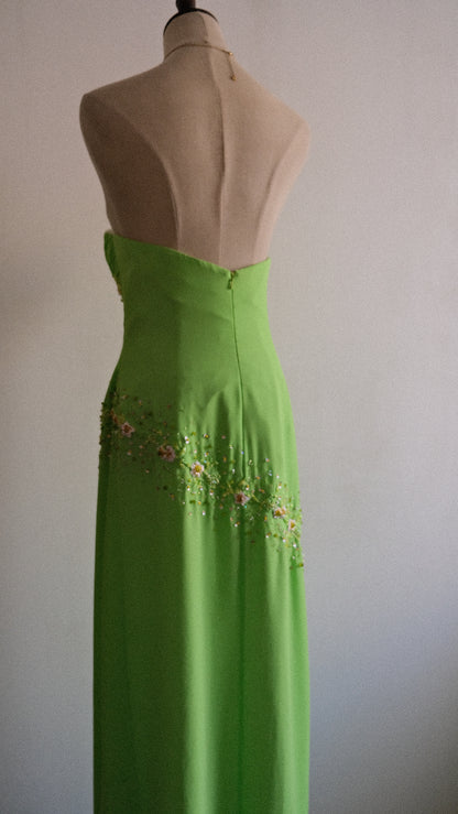 Floral Lime evening dress (M/L)