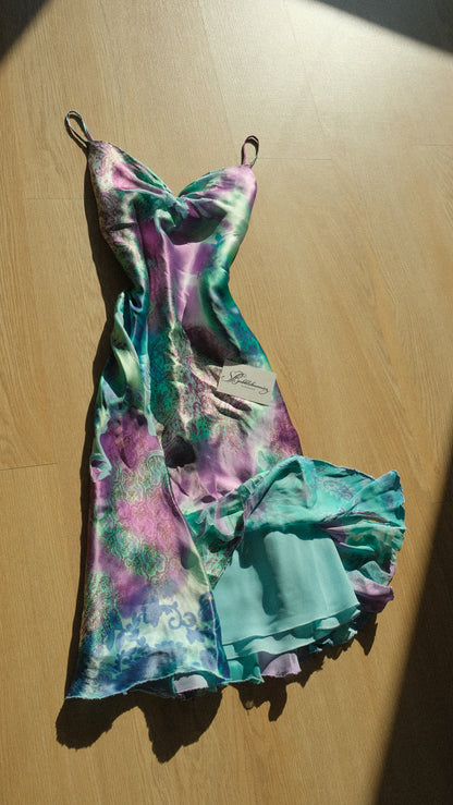 Turquoise and purple vintage dress (M)