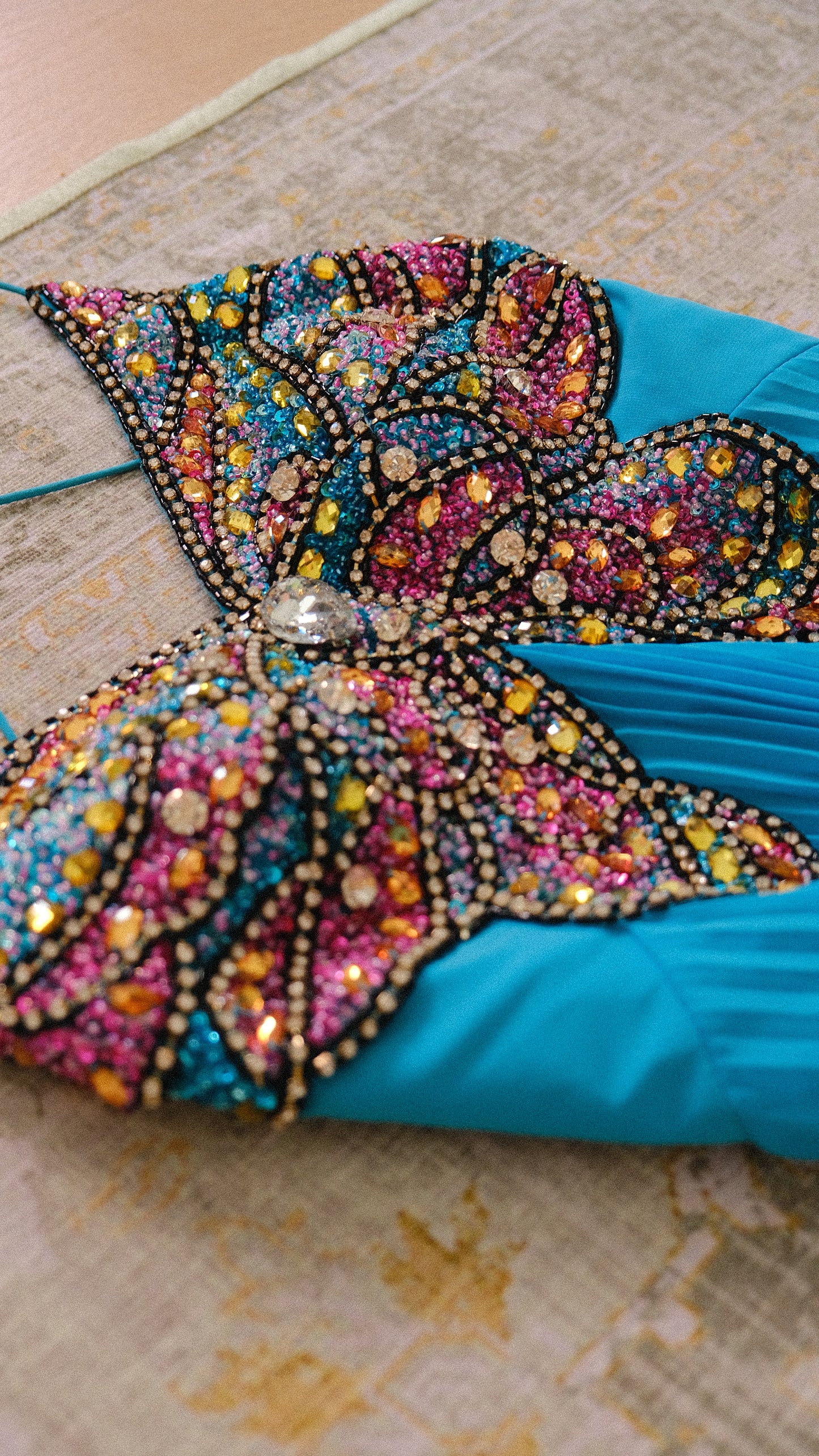 Deadstock vibrant blue butterfly bustier dress (M-L)