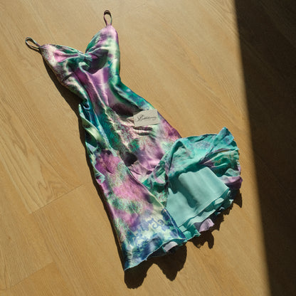 Turquoise and purple vintage dress (M)