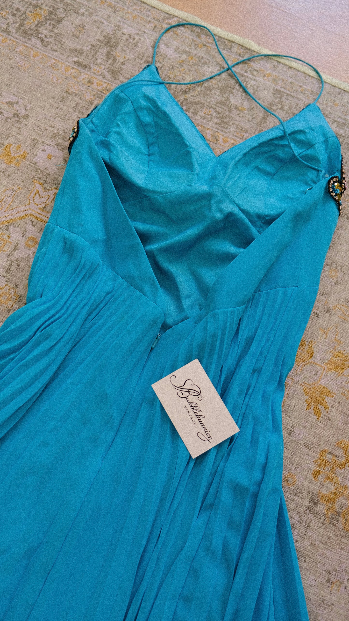 Deadstock vibrant blue butterfly bustier dress (M-L)