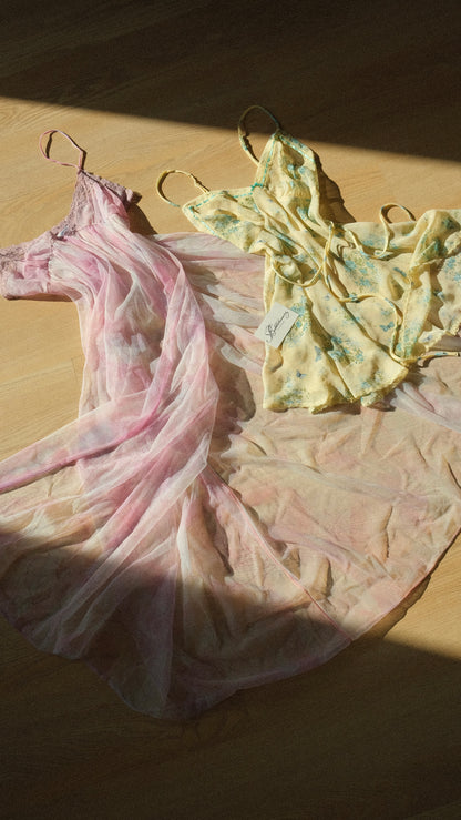 Vintage lilac high split lingerie dress (M)
