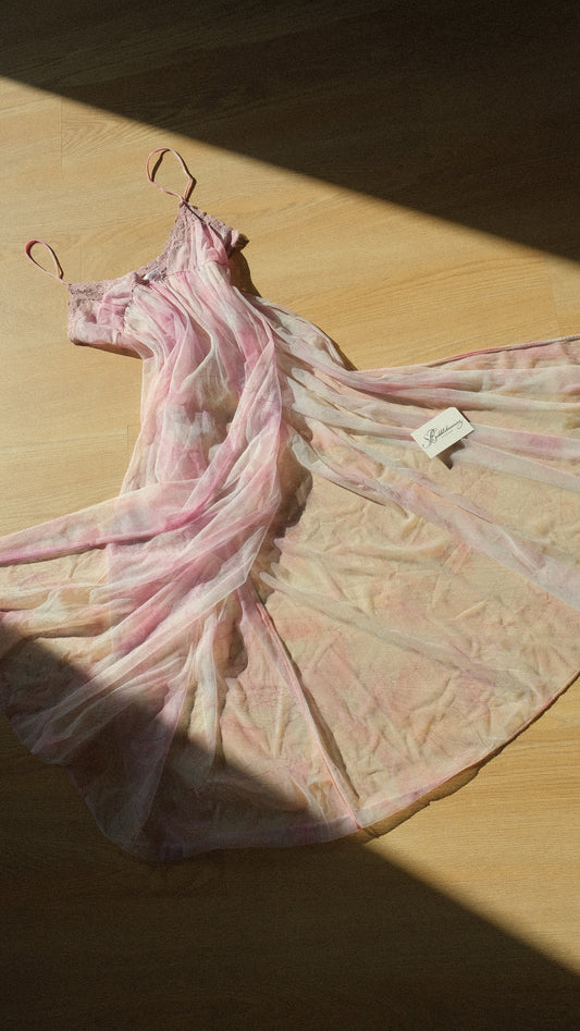 Vintage lilac high split lingerie dress (M)
