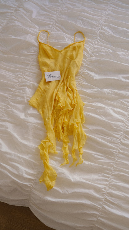 Karen Millen yellow ruffled top (M)