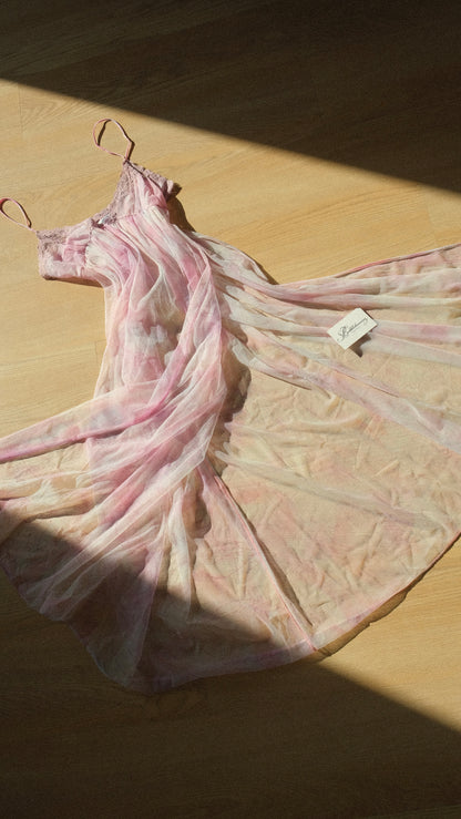 Vintage lilac high split lingerie dress (M)