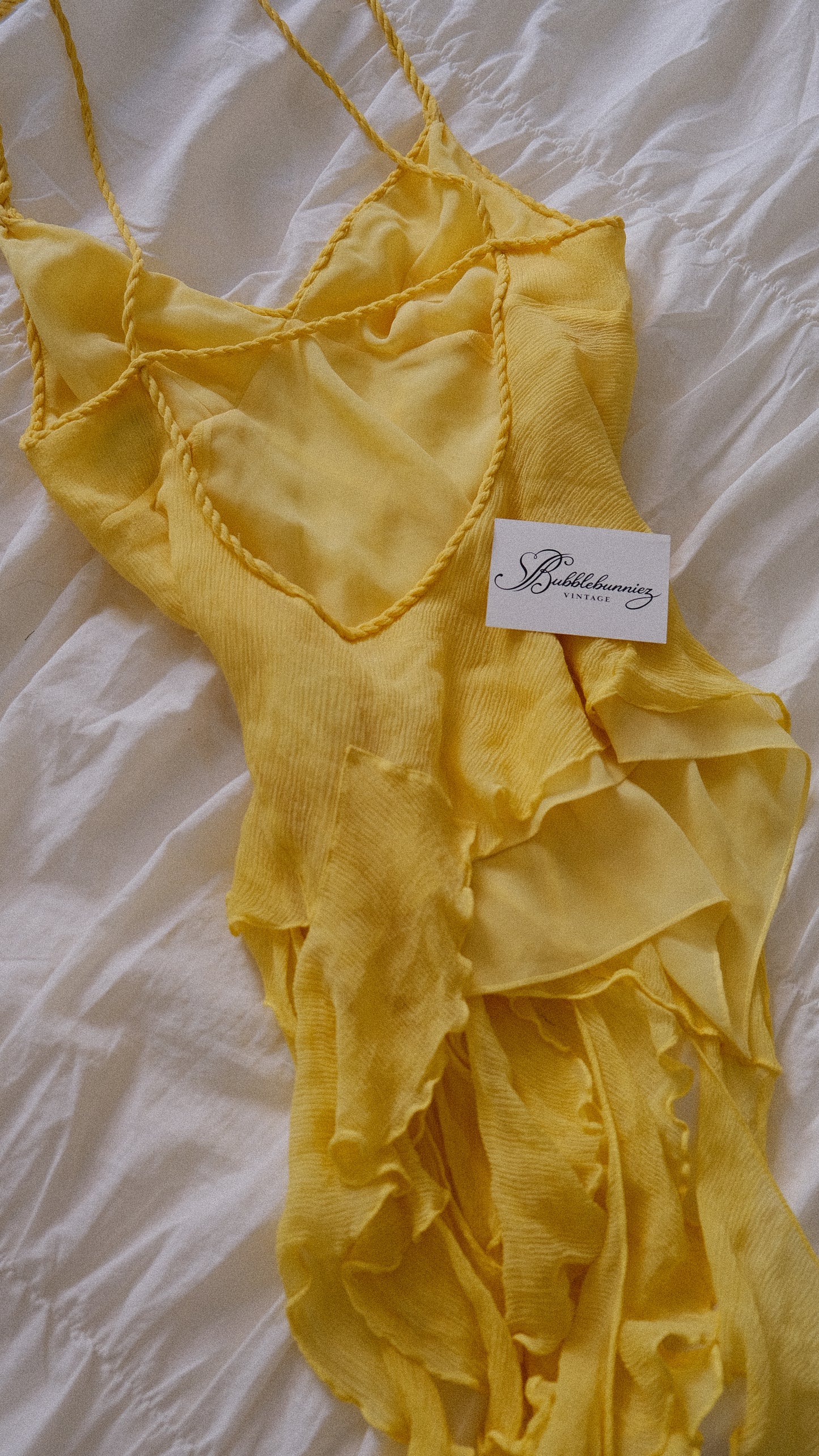 Karen Millen yellow ruffled top (M)