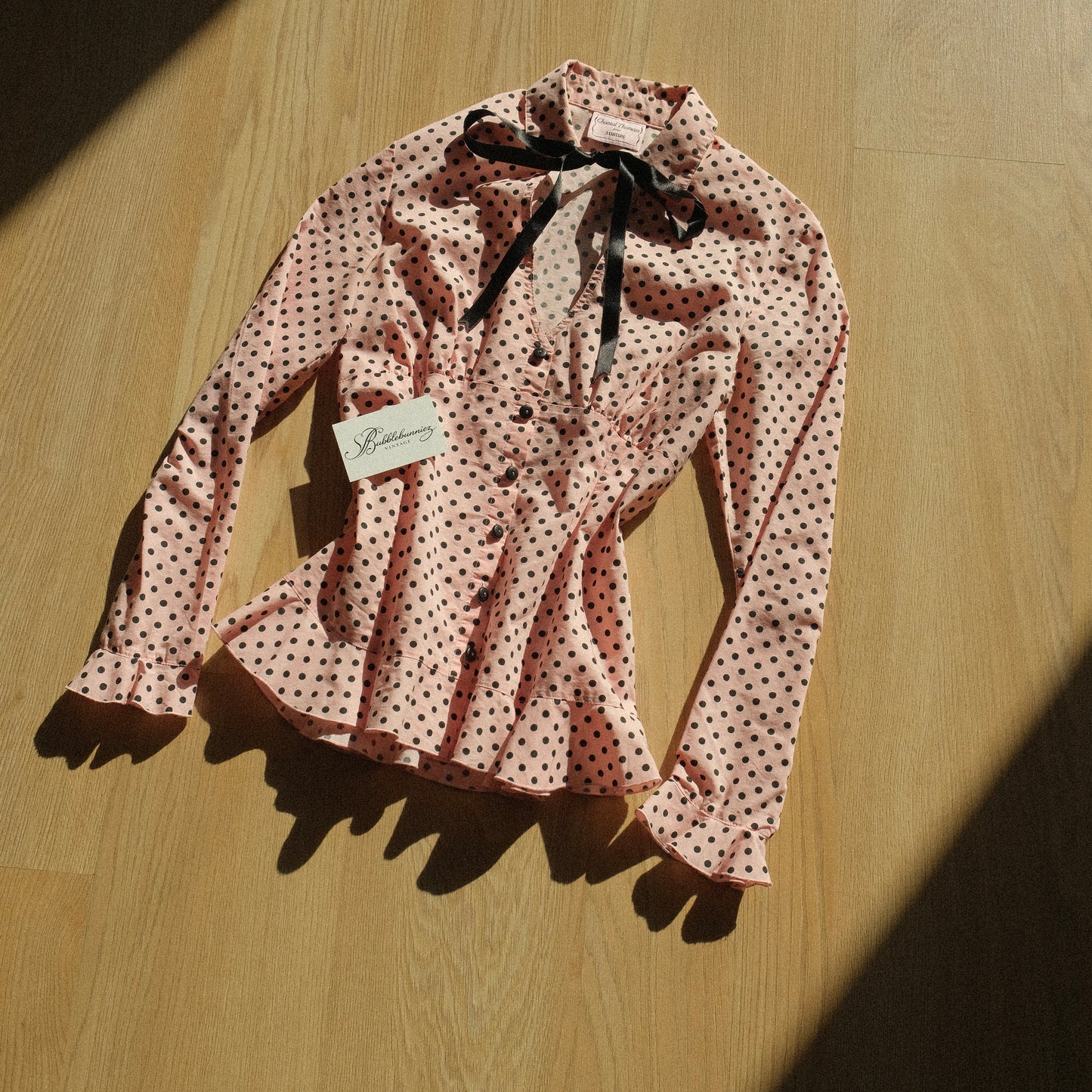 Vintage Chantal Thomass x 3Suisses soft pink polka dot blouse (S)