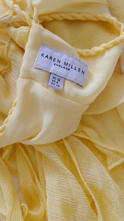Karen Millen yellow ruffled top (M)