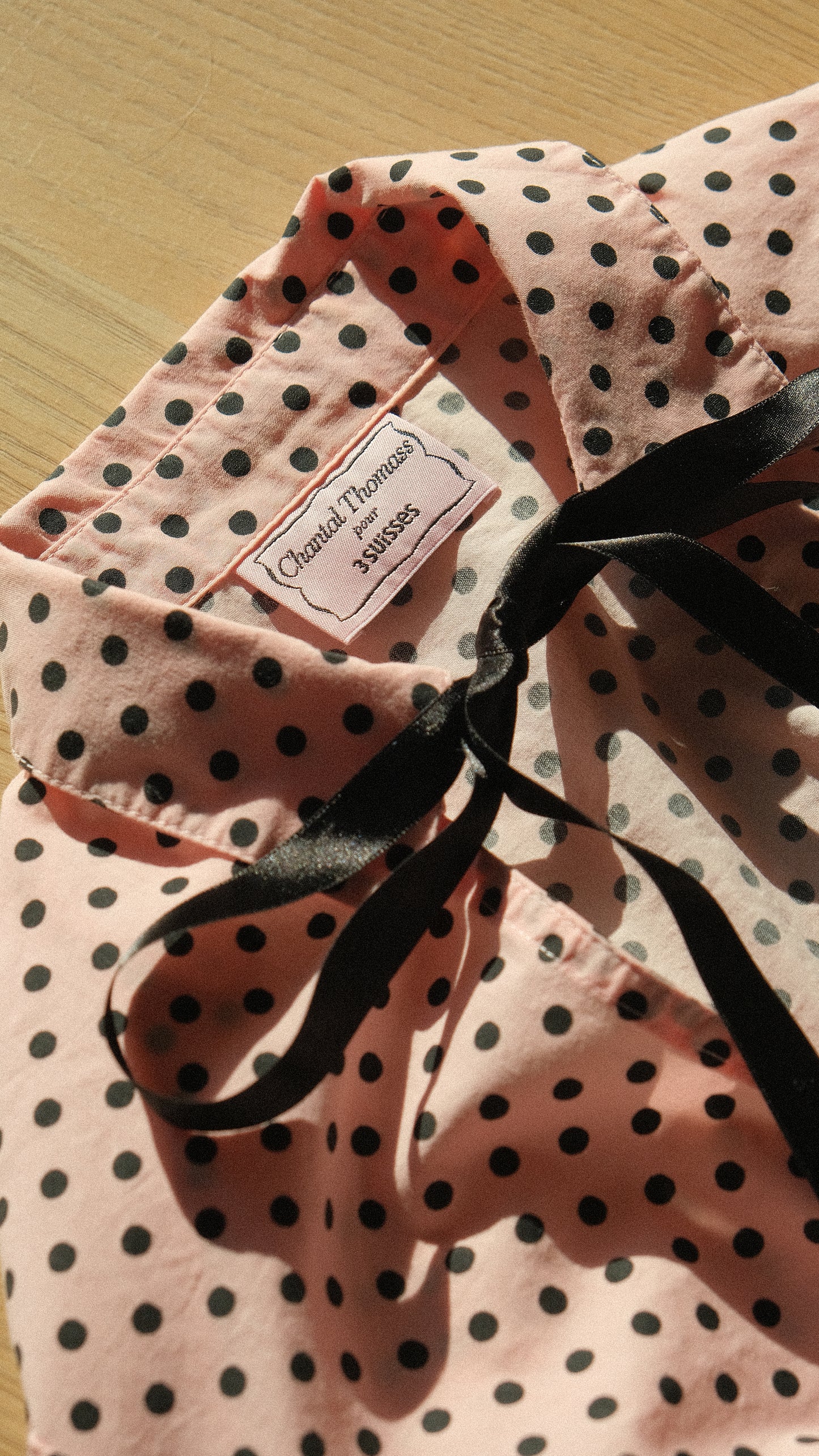 Vintage Chantal Thomass x 3Suisses soft pink polka dot blouse (S)