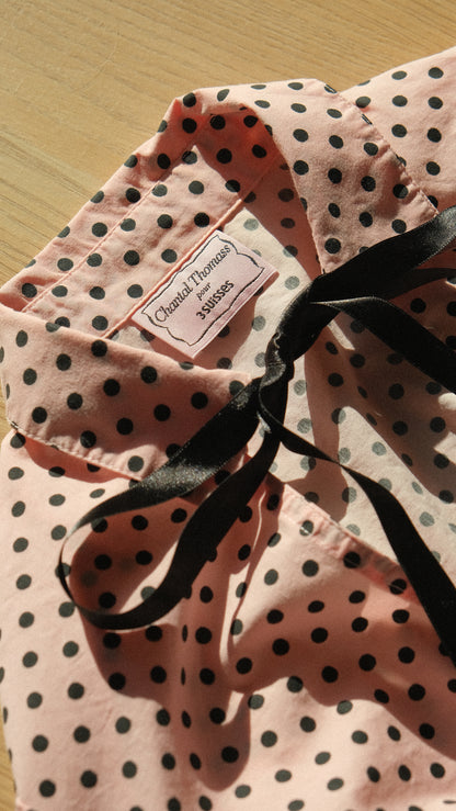 Vintage Chantal Thomass x 3Suisses soft pink polka dot blouse (S)