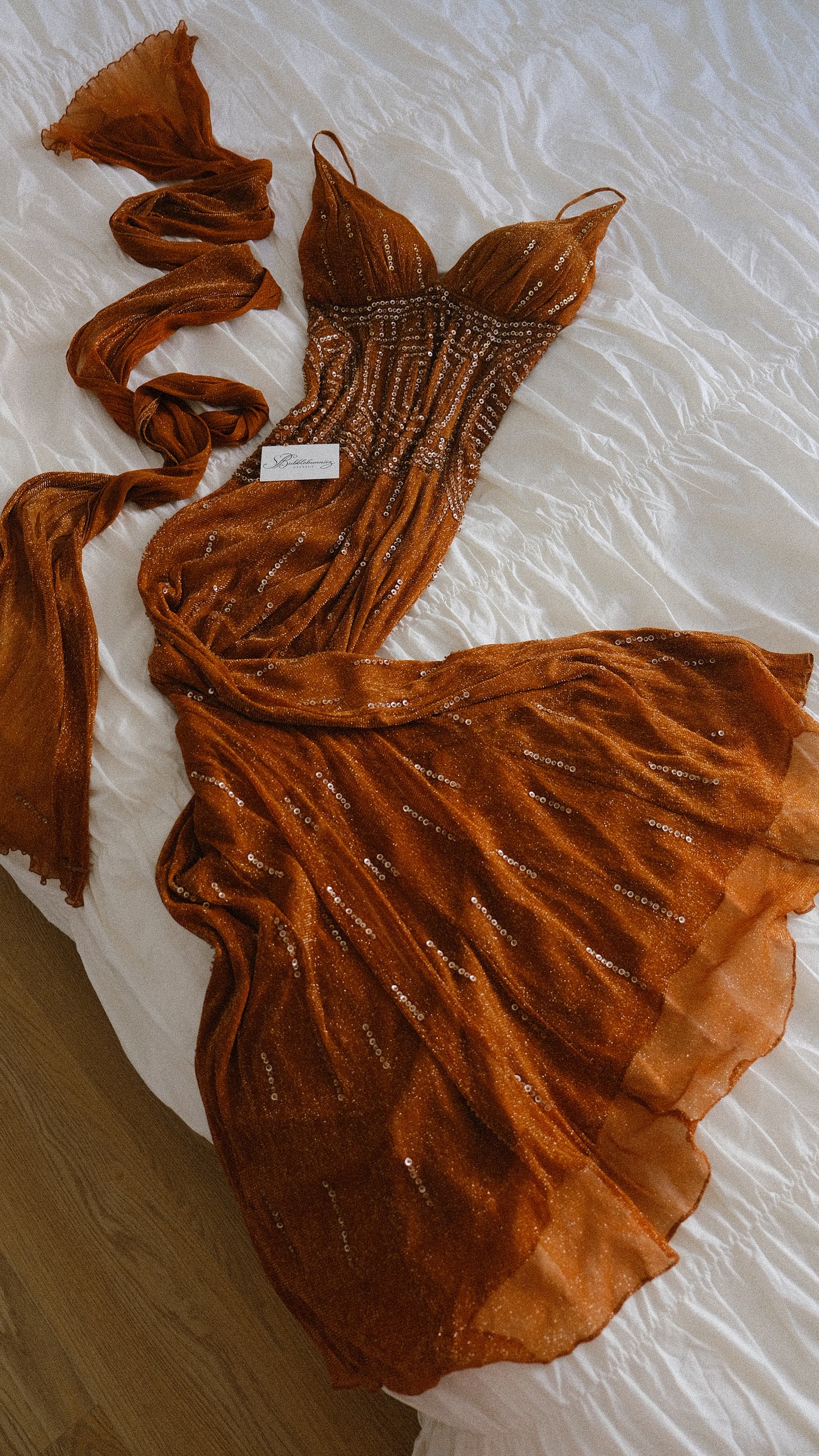 Vintage French bronze bustier dress (L-XL)