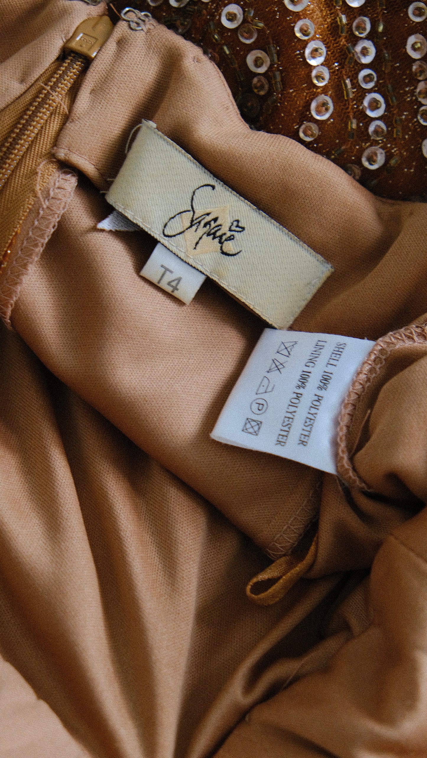Vintage French bronze bustier dress (L-XL)