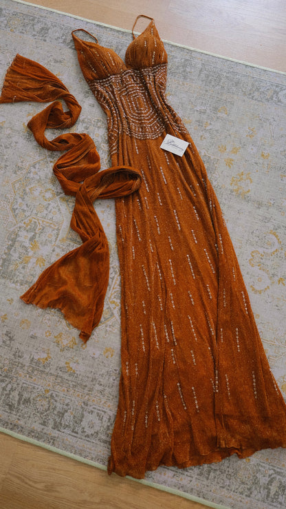 Vintage French bronze bustier dress (L-XL)