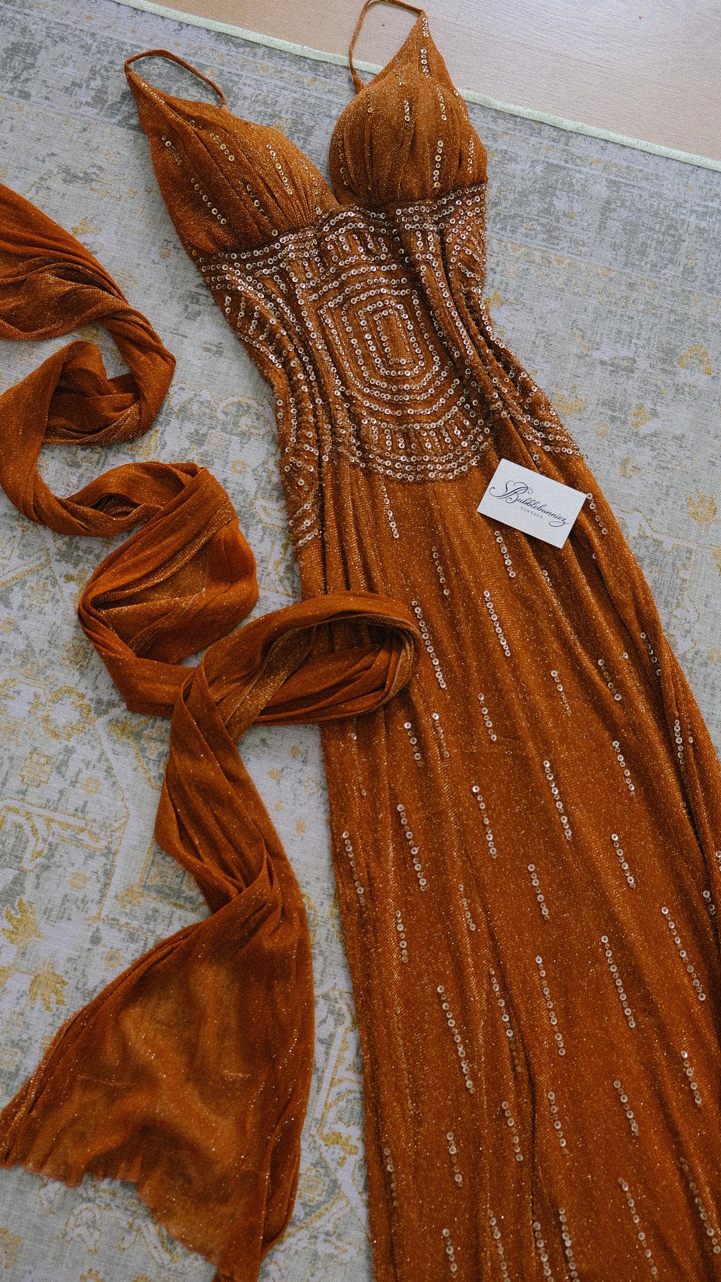 Vintage French bronze bustier dress (L-XL)