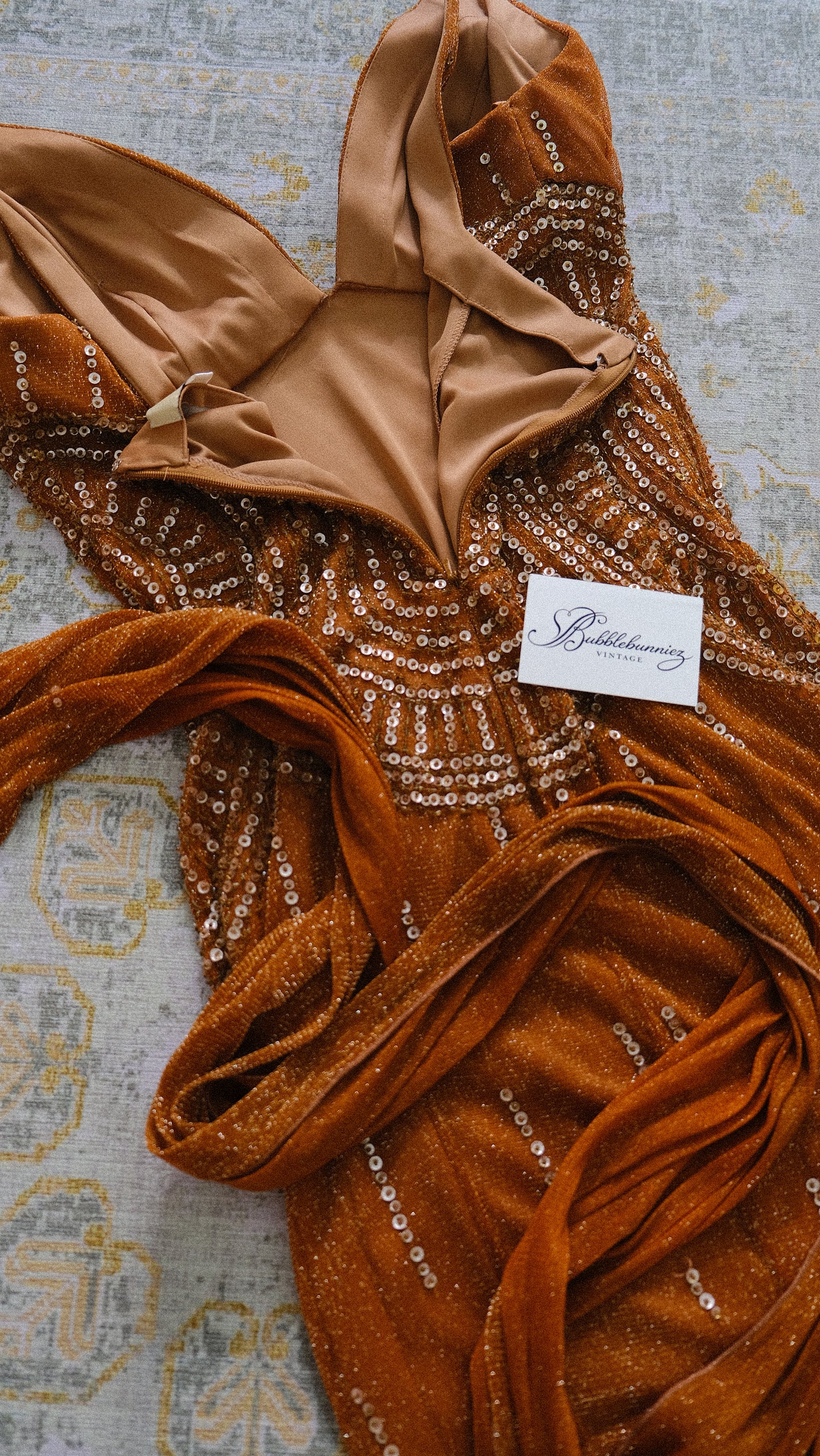Vintage French bronze bustier dress (L-XL)