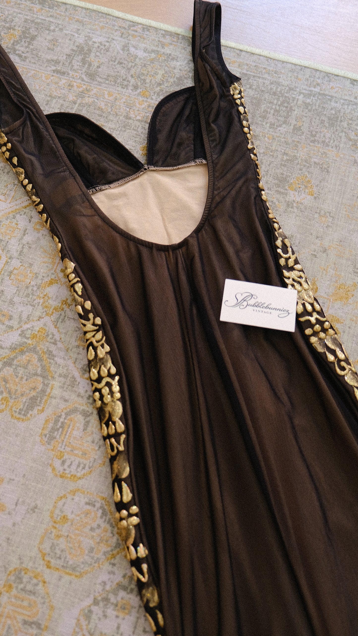 Deadstock hand-painted golden shimmer mermaid dress