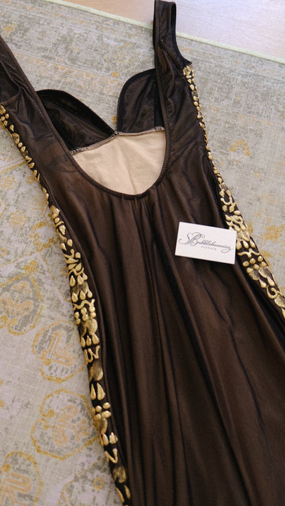 Deadstock hand-painted golden shimmer mermaid dress
