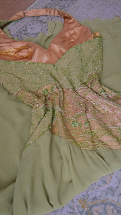 Olive green halterdress (M/L)