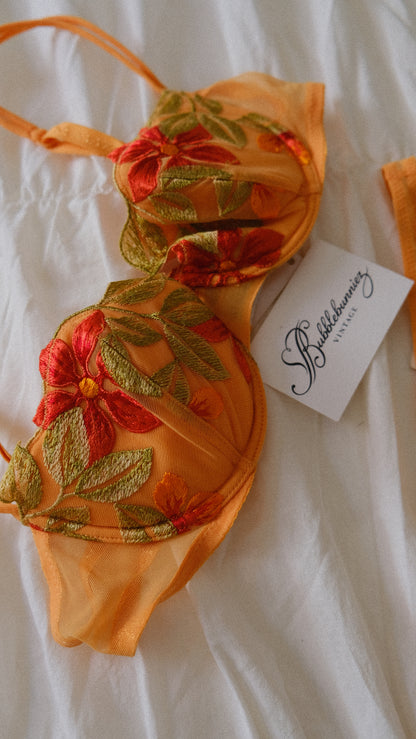 Vintage Malizia by La Perla orange floral lingerie set (34B/75B)