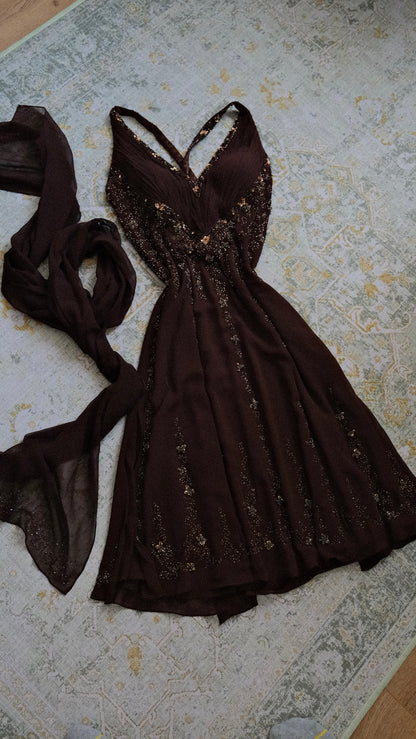 Dark brown cocktail dress (M)