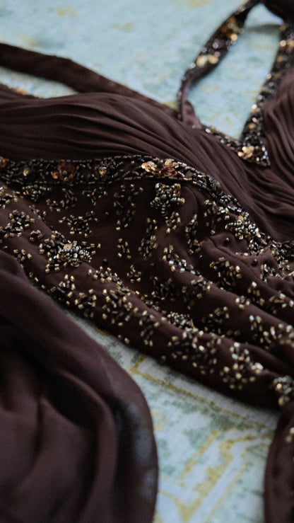 Dark brown cocktail dress (M)