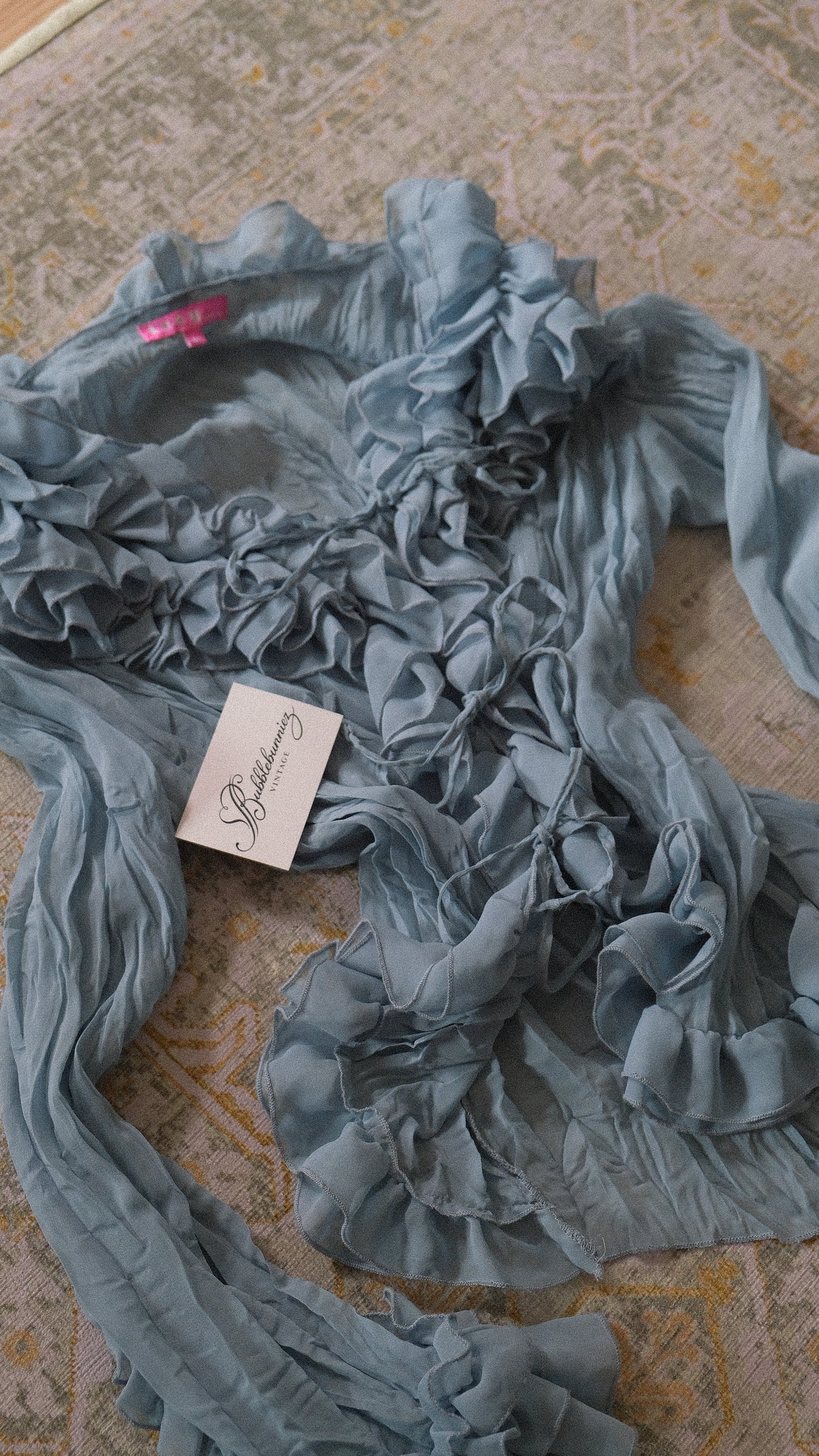 Mermaid teal ruffle blouse (M-L)