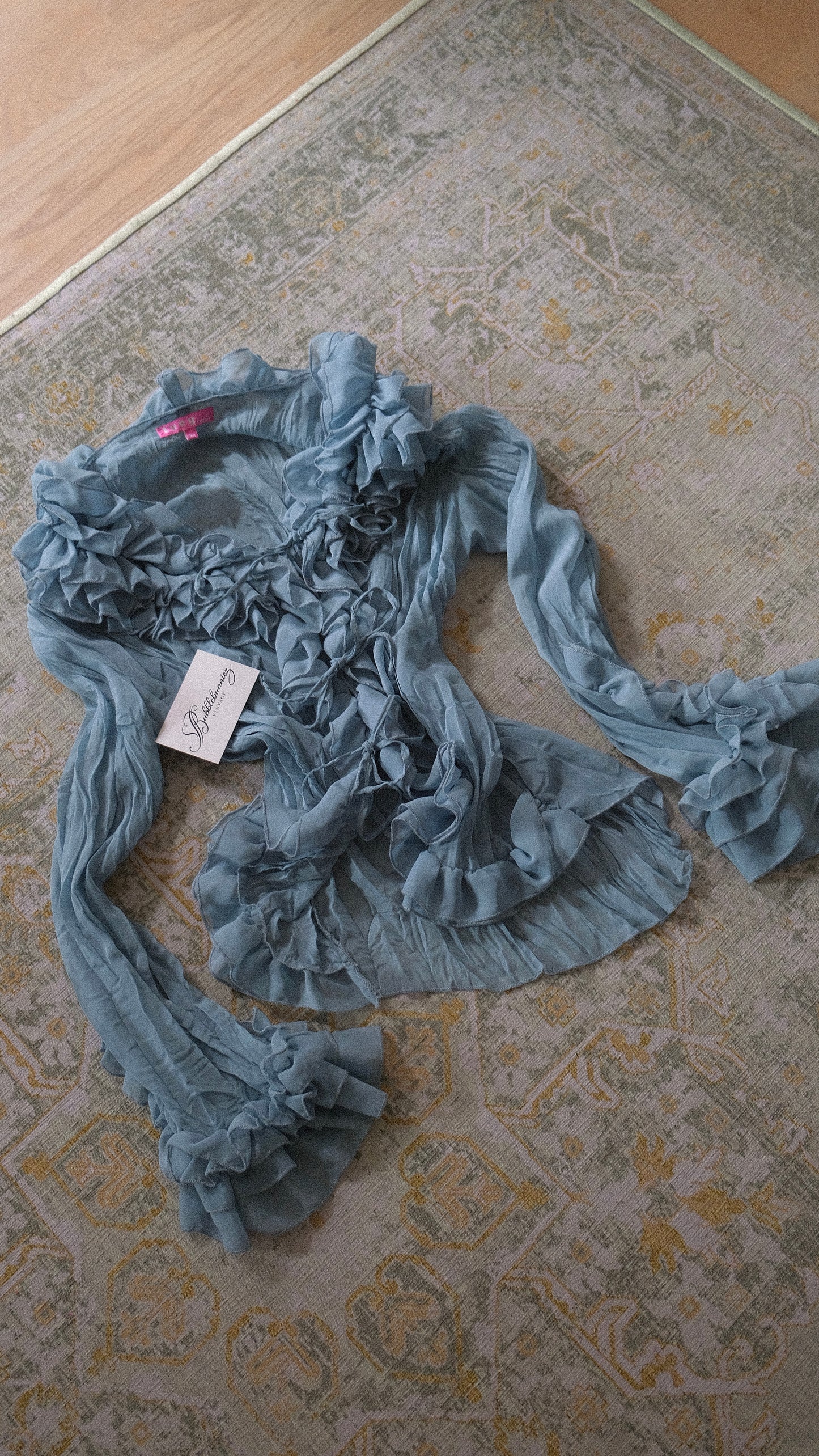 Mermaid teal ruffle blouse (M-L)