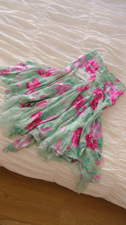 Vintage Italian silk mermaid flutter skirt (XS/S)