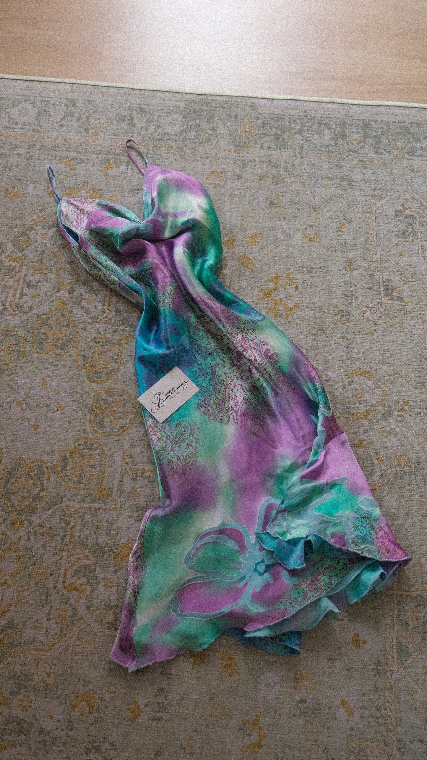 Turquoise and purple vintage dress (M)