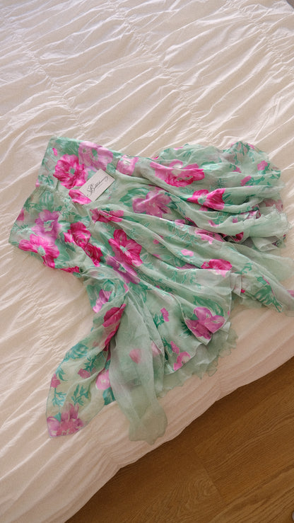 Vintage Italian silk mermaid flutter skirt (XS/S)