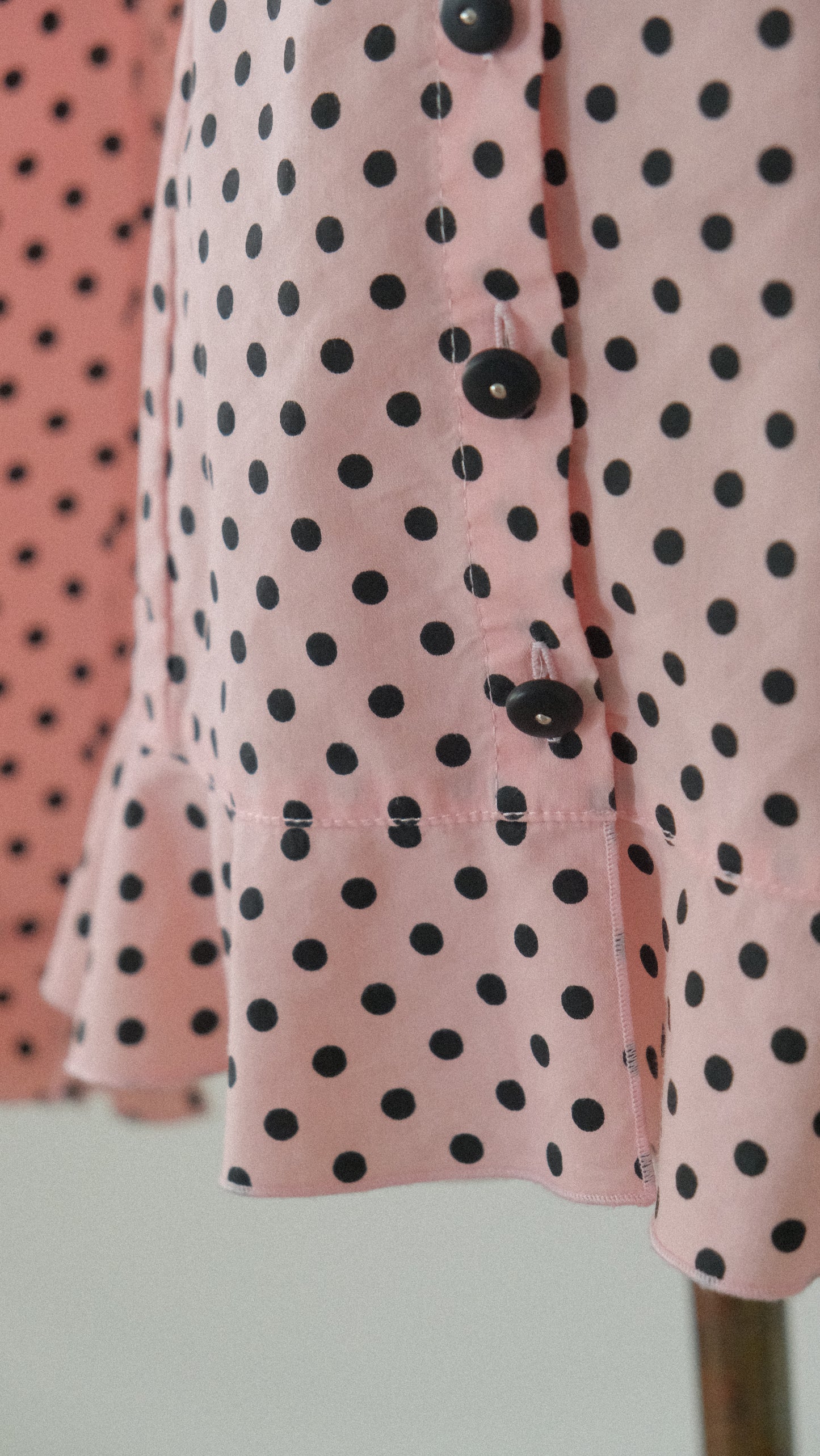 Vintage Chantal Thomass x 3Suisses soft pink polka dot blouse (S)