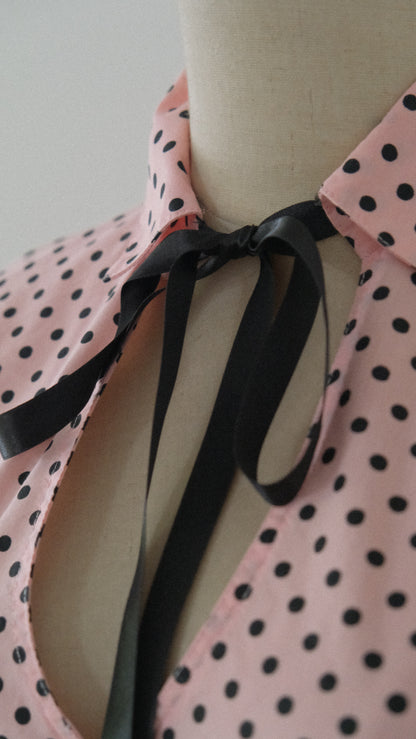 Vintage Chantal Thomass x 3Suisses soft pink polka dot blouse (S)