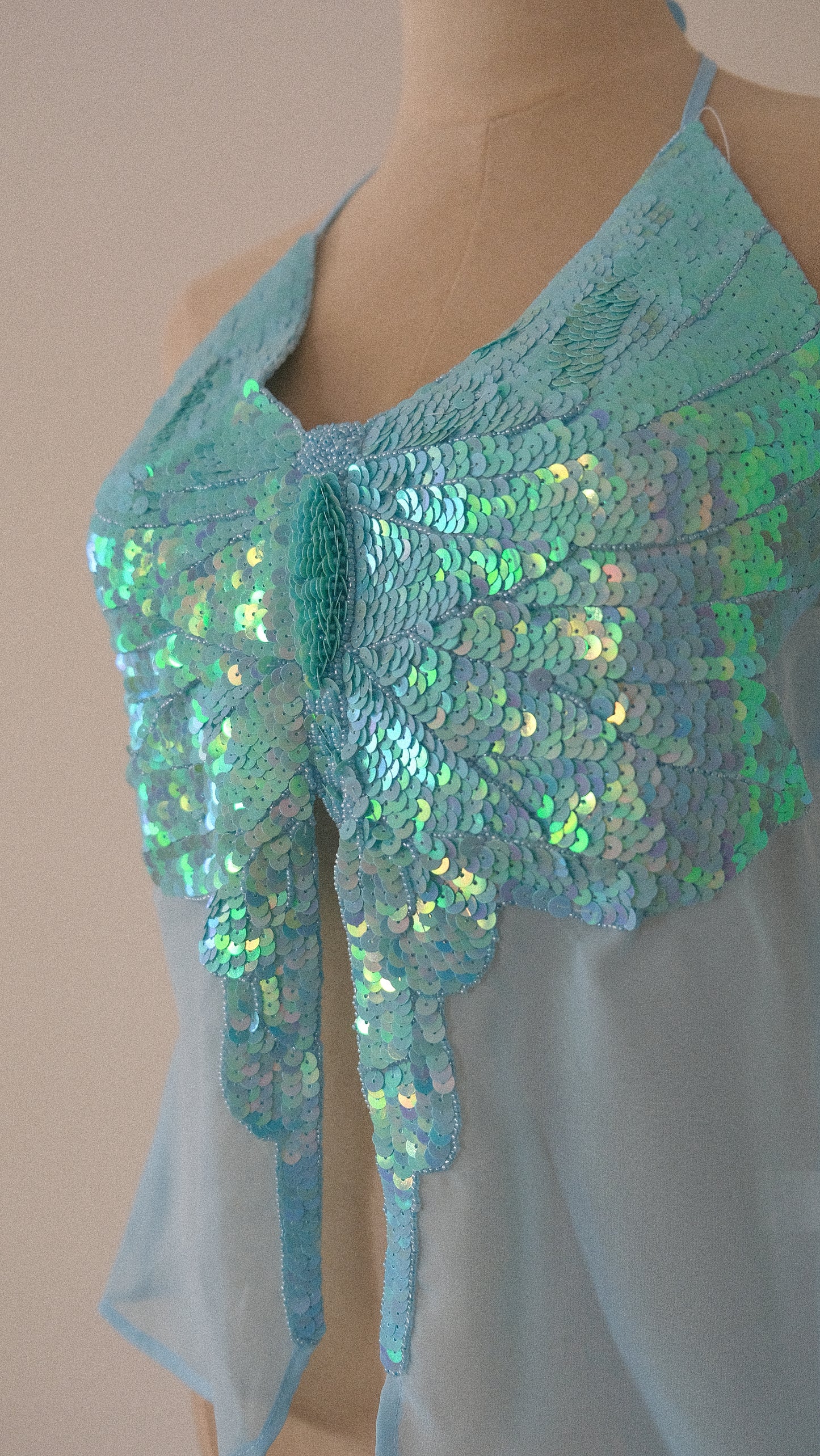 NWT vintage ocean blue butterfly haltertop (ONE SIZE)