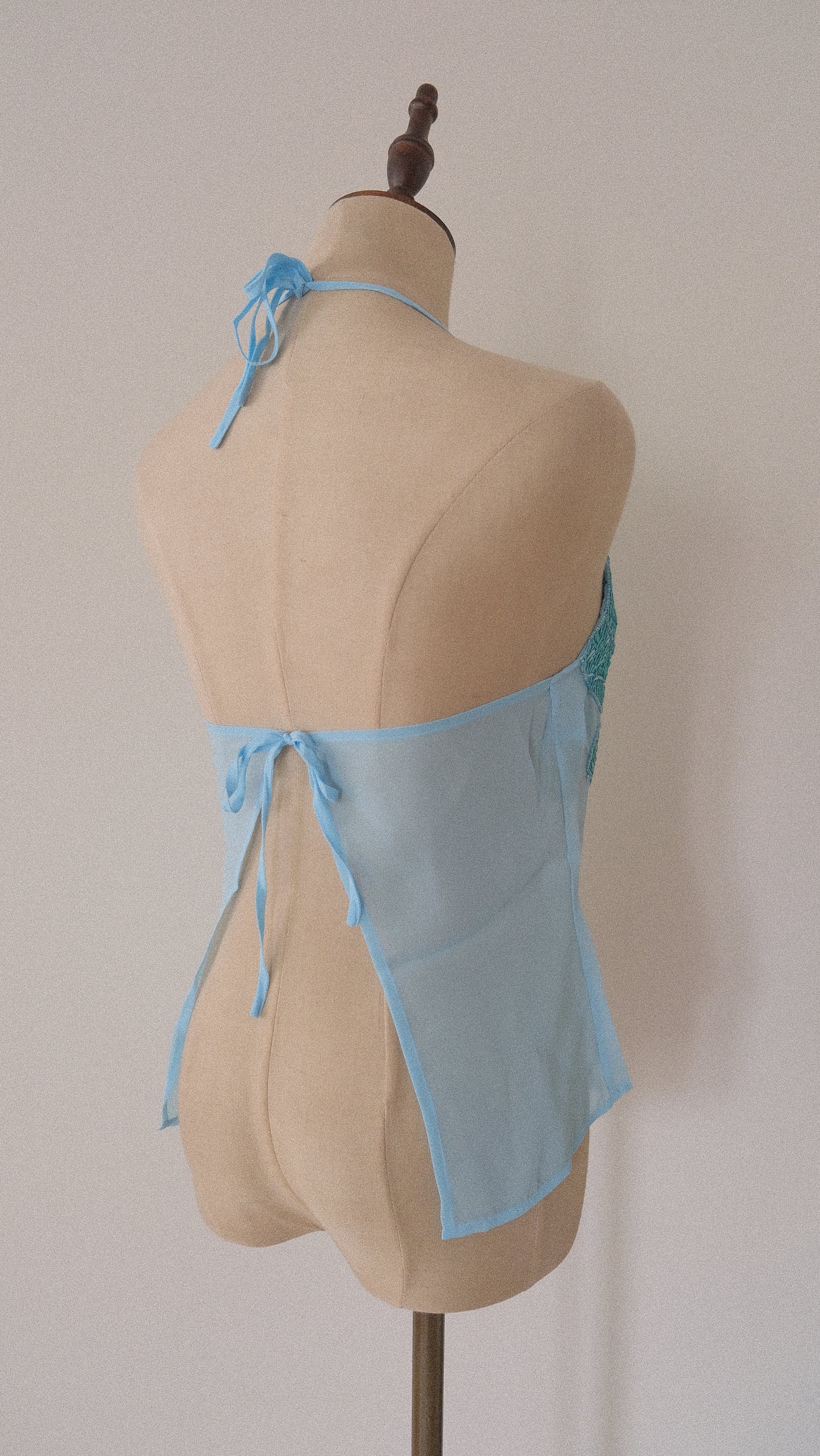 NWT vintage ocean blue butterfly haltertop (ONE SIZE)