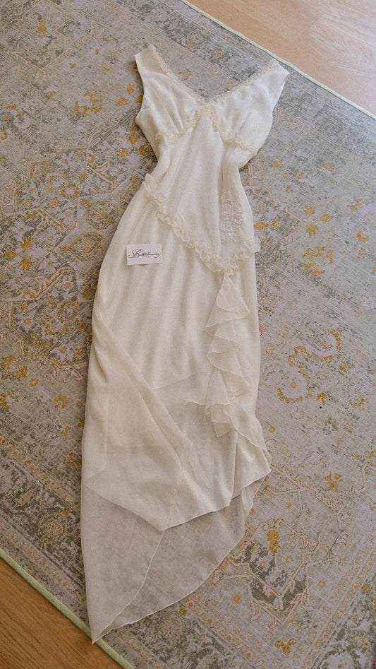 Deadstock ruffled bridal dress (L)