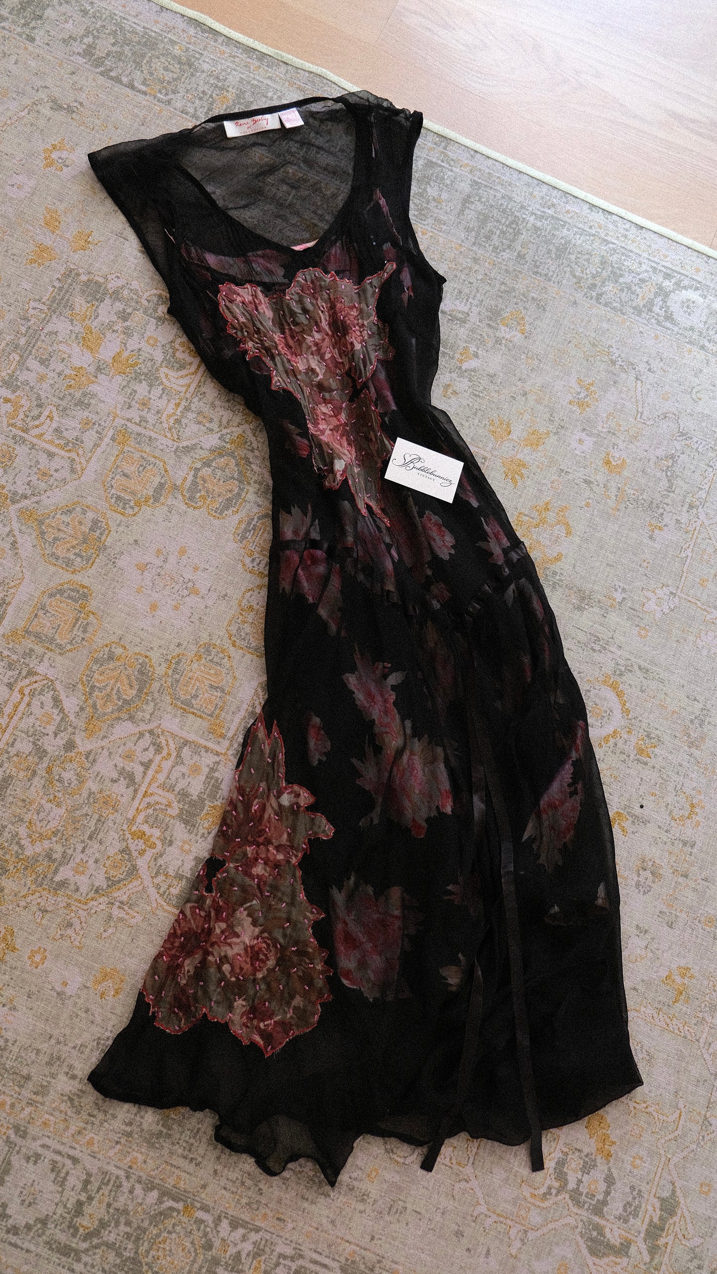 Vintage Rene Derhy dark floral dress (L-XL)