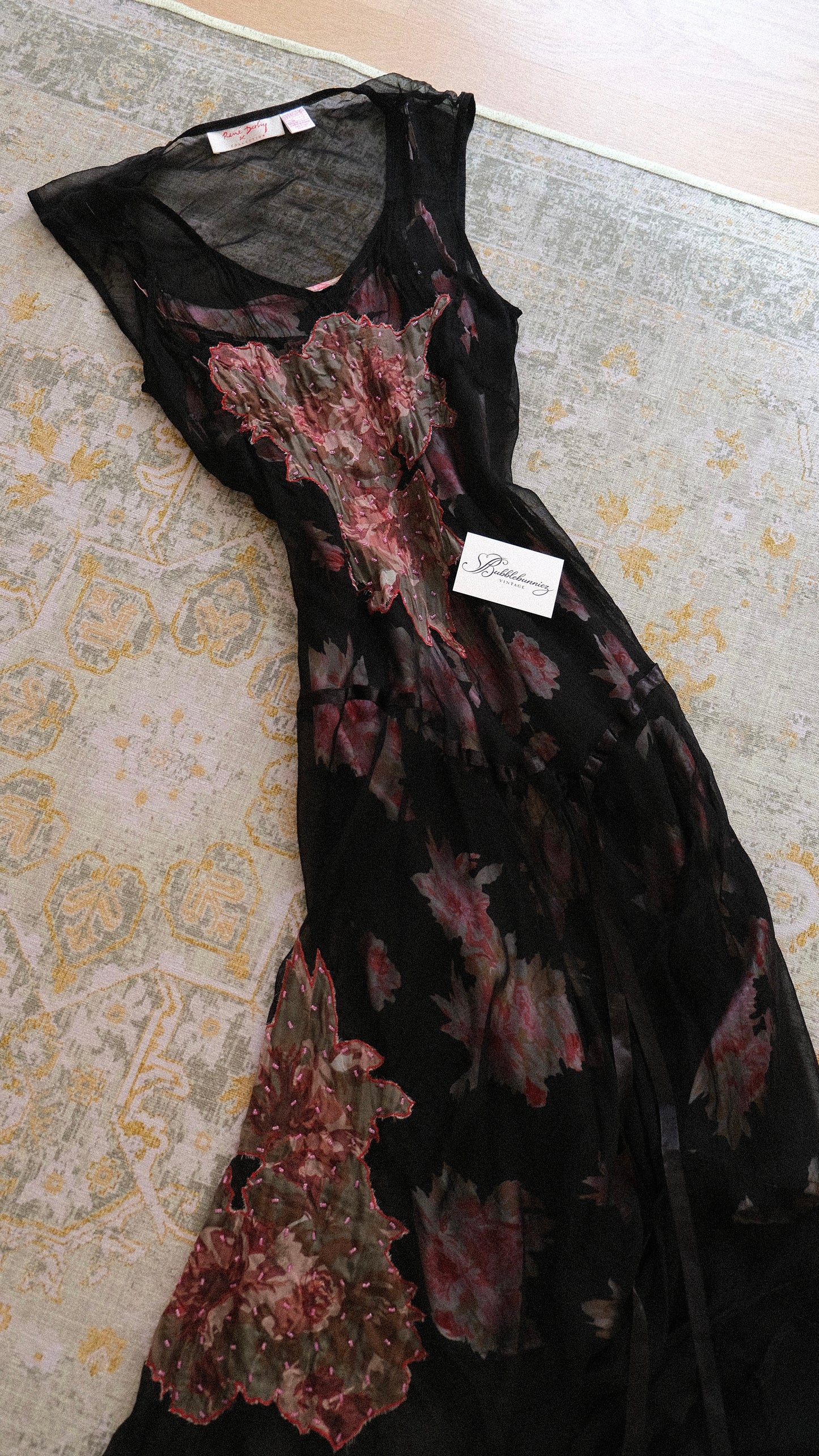 Vintage Rene Derhy dark floral dress (L-XL)