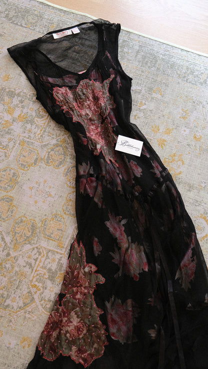 Vintage Rene Derhy dark floral dress (L-XL)
