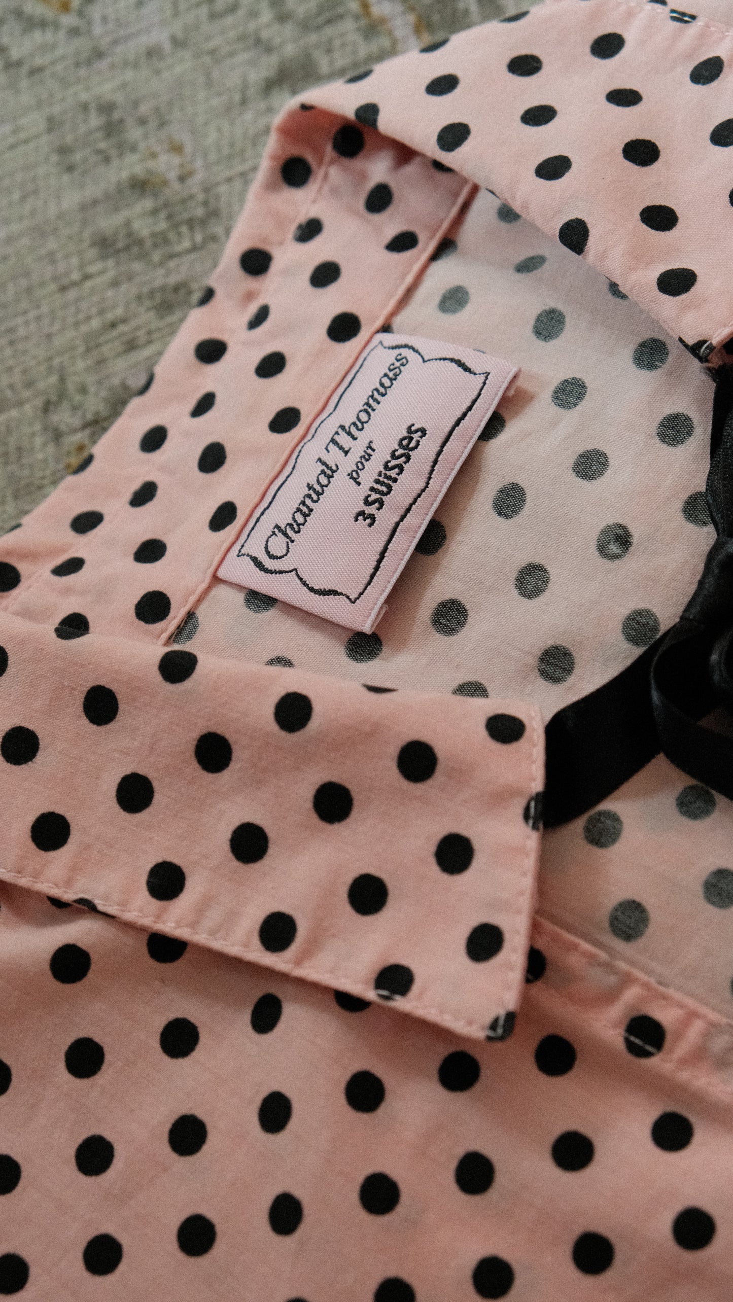 Vintage Chantal Thomass x 3Suisses soft pink polka dot blouse (S)