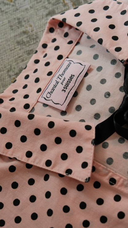 Vintage Chantal Thomass x 3Suisses soft pink polka dot blouse (S)
