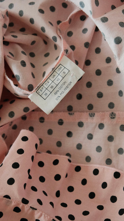 Vintage Chantal Thomass x 3Suisses soft pink polka dot blouse (S)