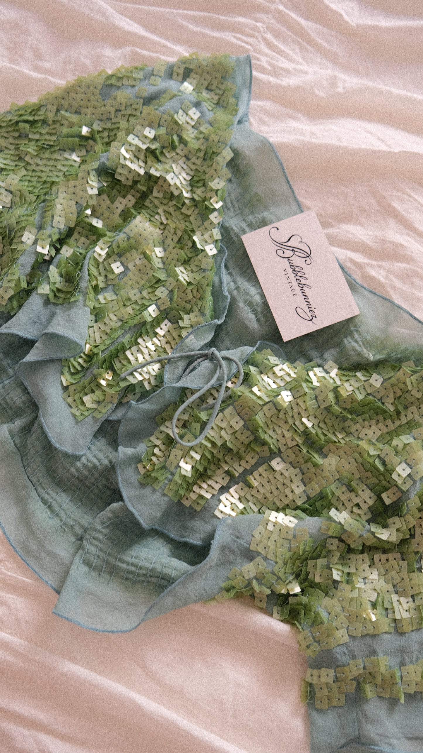 Vintage Spanish sequin sea green cardigan (S)