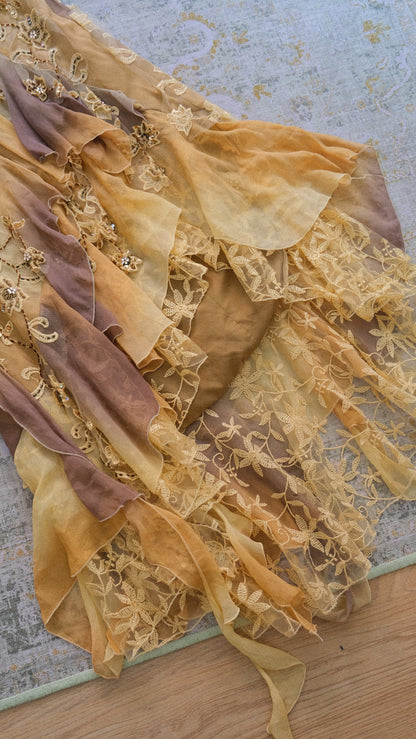 Vintage Daisy one shoulder ruffle dress (S/M-M)